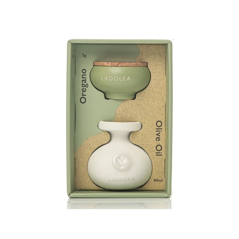 Dárkový box s BIO extra panenským olivovým olejem 80ml a sušeným oreganem 5g Ladolea