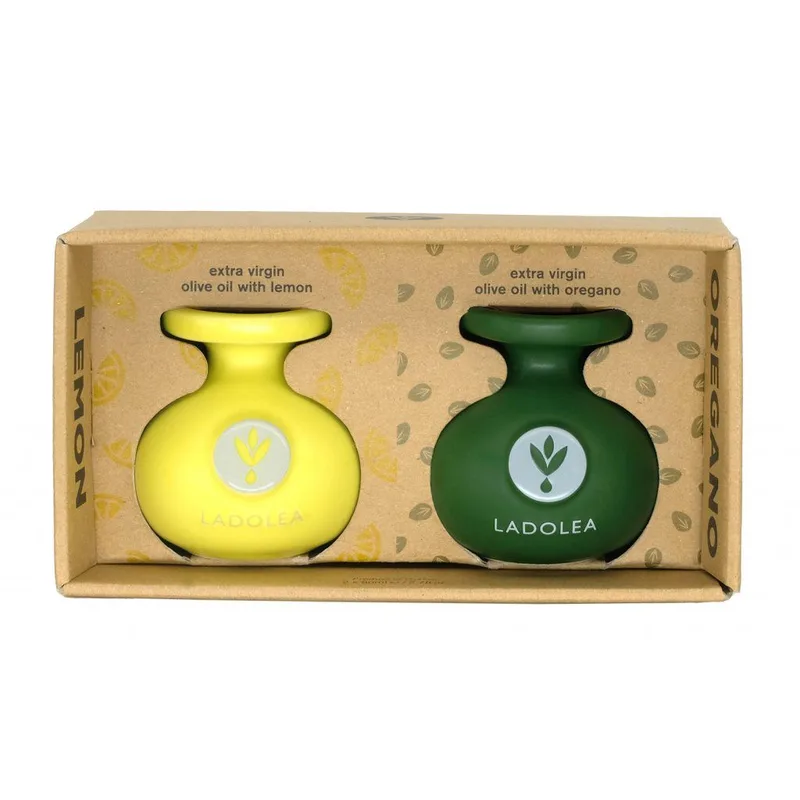 Dárkový box s extra panenským olivovým olejem ochuceným citronem a oreganem 160ml Ladolea
