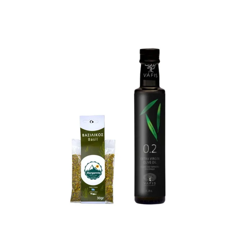 Premium extra panenský olivový olej (kyselost 0,2 %) 250 ml + bazalka 30g