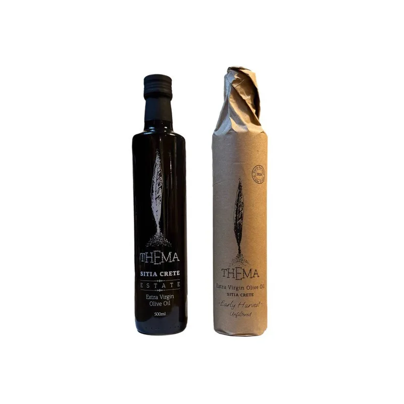 Sklizeň 2025 - nefiltrovaný extra panenský olivový olej Thema EARLY HARVEST 500ml Terra di Sitia